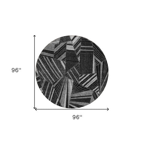 Homeroots 3' Stylish Geometric Beige Brown And Ivory Washable Area Rug For Indoor And Outdoor Spaces 8' Round Polyester 594757