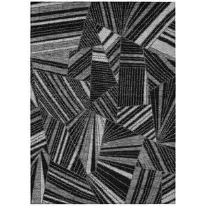HomeRoots 9' X 12' Stylish Black & Gray Geometric Washable Area Rug for Indoor/Outdoor Use - Durable & Versatile 594759