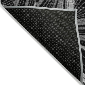HomeRoots 5' Black and Gray Geometric Area Rug - Washable, Durable, Stylish for Indoor and Outdoor Spaces 10' X 14' 594760