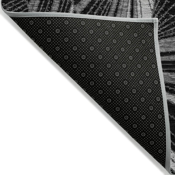 HomeRoots 5' Black and Gray Geometric Area Rug - Washable, Durable, Stylish for Indoor and Outdoor Spaces 10' X 14' 594760
