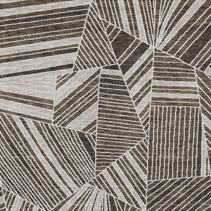 Homeroots 3' Stylish Geometric Beige Brown And Ivory Washable Area Rug For Indoor And Outdoor Spaces 3' X 5' Polyester 594761