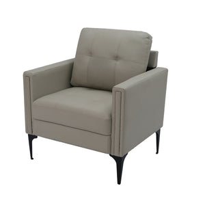 English Elm 1pc Faux Leather Accent Armchair Padded Seat Tailored Stitching Contemporary Living Room Beige B011P479603