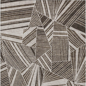 Homeroots 3' Stylish Geometric Beige Brown And Ivory Washable Area Rug For Indoor And Outdoor Spaces 10' X 14' Polyester 594766