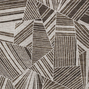 Homeroots 3' Stylish Geometric Beige Brown And Ivory Washable Area Rug For Indoor And Outdoor Spaces 10' X 14' Polyester 594766