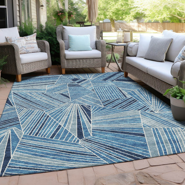 Homeroots 3' Stylish Geometric Beige Brown And Ivory Washable Area Rug For Indoor And Outdoor Spaces 3' X 5' Polyester 594767