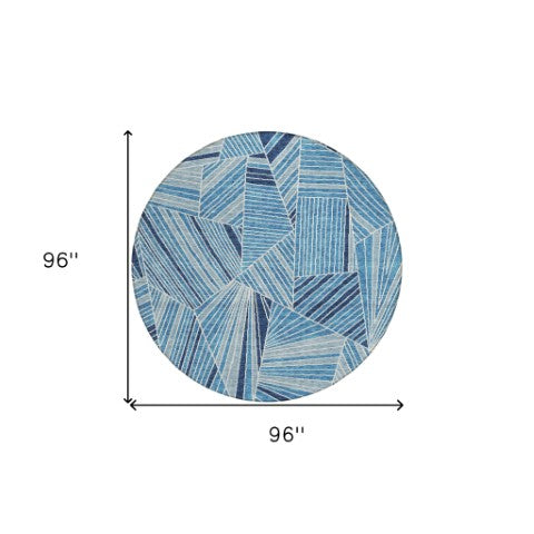 Homeroots 3' Stylish Geometric Beige Brown And Ivory Washable Area Rug For Indoor And Outdoor Spaces 8' Round Polyester 594769