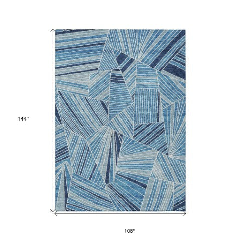 Homeroots 3' Stylish Geometric Beige Brown And Ivory Washable Area Rug For Indoor And Outdoor Spaces 9' X 12' Polyester 594771