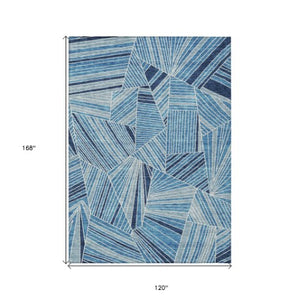 Homeroots 3' Stylish Geometric Beige Brown And Ivory Washable Area Rug For Indoor And Outdoor Spaces 10' X 14' Polyester 594772