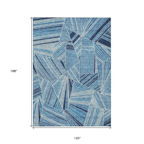 Homeroots 3' Stylish Geometric Beige Brown And Ivory Washable Area Rug For Indoor And Outdoor Spaces 10' X 14' Polyester 594772