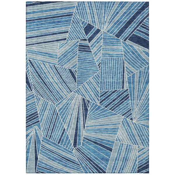 HomeRoots 5' Bold Blue and Teal Geometric Washable Area Rug - Perfect for Indoor and Outdoor Living Spaces 10' X 14' 594772