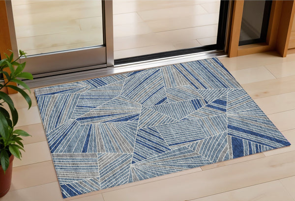 Homeroots 3' Stylish Geometric Beige Brown And Ivory Washable Area Rug For Indoor And Outdoor Spaces 3' X 5' Polyester 594773