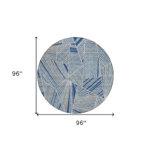 Homeroots 3' Stylish Geometric Beige Brown And Ivory Washable Area Rug For Indoor And Outdoor Spaces 8' Round Polyester 594775