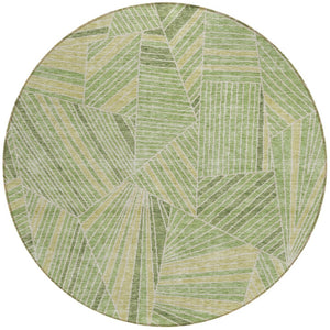 Homeroots 3' Stylish Geometric Beige Brown And Ivory Washable Area Rug For Indoor And Outdoor Spaces 8' Round Polyester 594781