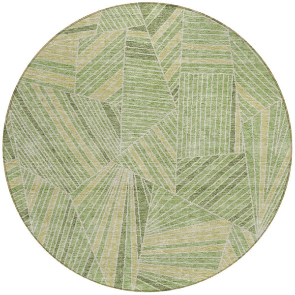 Homeroots 3' Stylish Geometric Beige Brown And Ivory Washable Area Rug For Indoor And Outdoor Spaces 8' Round Polyester 594781