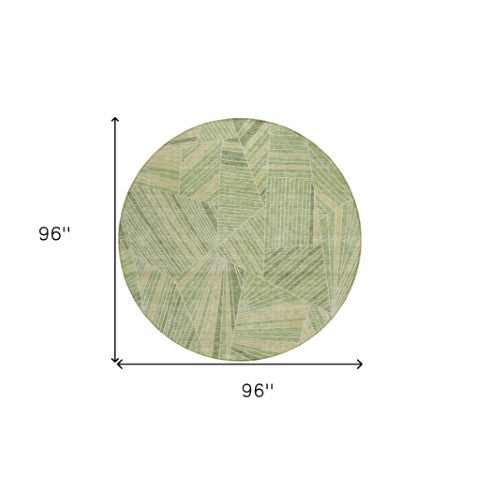 Homeroots 3' Stylish Geometric Beige Brown And Ivory Washable Area Rug For Indoor And Outdoor Spaces 8' Round Polyester 594781