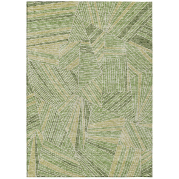 HomeRoots 5' Geometric Washable Indoor Outdoor Area Rug in Green & Olive – Durable, Stylish & Versatile! 8' X 10' 594782