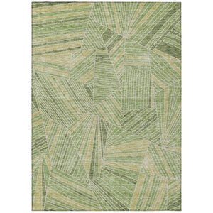 HomeRoots 9' X 12' Geometric Washable Indoor Outdoor Area Rug - Modern Green & Olive Design for Any Space 594783