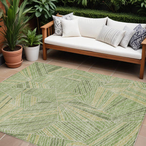 Homeroots 3' Stylish Geometric Beige Brown And Ivory Washable Area Rug For Indoor And Outdoor Spaces 10' X 14' Polyester 594784