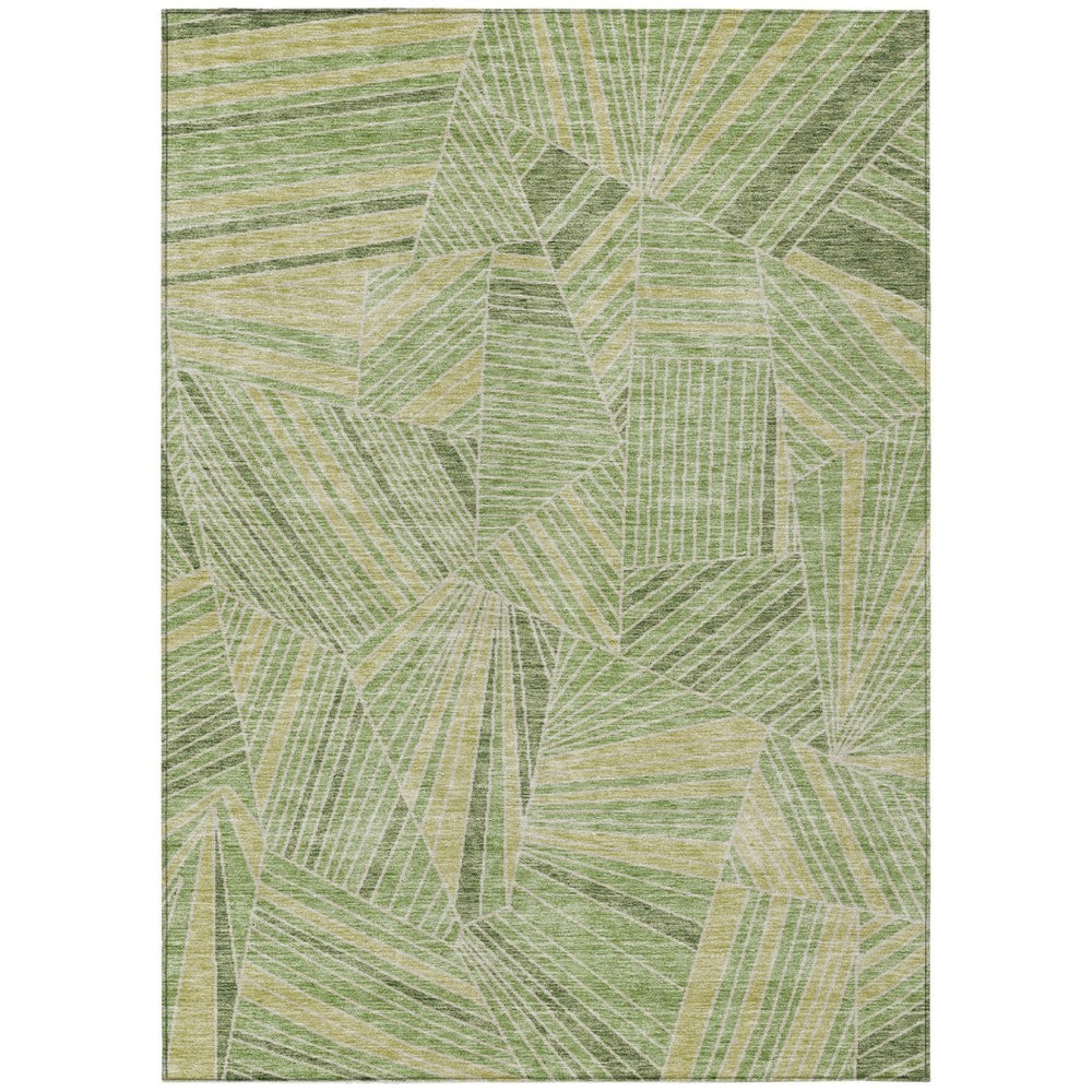 HomeRoots 5' Geometric Washable Indoor Outdoor Area Rug in Green & Olive – Durable, Stylish & Versatile! 10' X 14' 594784