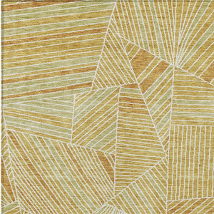 Homeroots 3' Stylish Geometric Beige Brown And Ivory Washable Area Rug For Indoor And Outdoor Spaces 3' X 5' Polyester 594785
