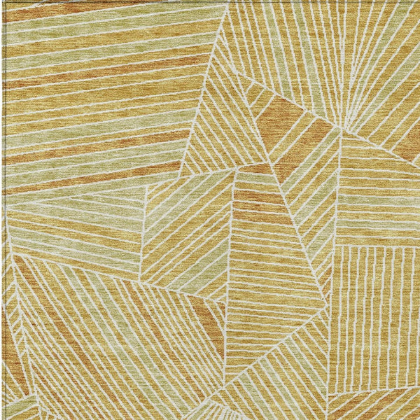 Homeroots 3' Stylish Geometric Beige Brown And Ivory Washable Area Rug For Indoor And Outdoor Spaces 3' X 5' Polyester 594785