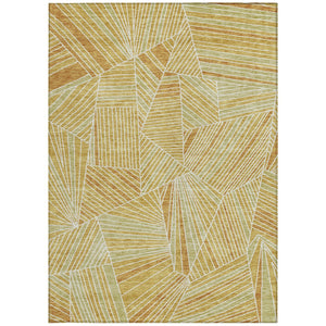 Homeroots 3' Stylish Geometric Beige Brown And Ivory Washable Area Rug For Indoor And Outdoor Spaces 5' X 8' Polyester 594786