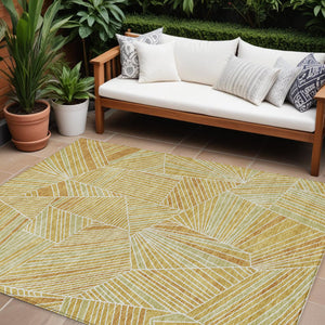 Homeroots 3' Stylish Geometric Beige Brown And Ivory Washable Area Rug For Indoor And Outdoor Spaces 8' X 10' Polyester 594788
