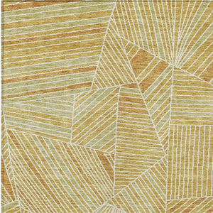 Homeroots 3' Stylish Geometric Beige Brown And Ivory Washable Area Rug For Indoor And Outdoor Spaces 8' X 10' Polyester 594788