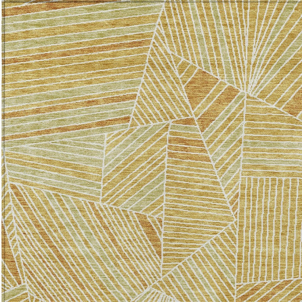 Homeroots 3' Stylish Geometric Beige Brown And Ivory Washable Area Rug For Indoor And Outdoor Spaces 8' X 10' Polyester 594788