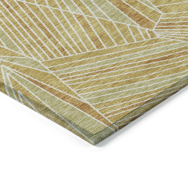 Homeroots 3' Stylish Geometric Beige Brown And Ivory Washable Area Rug For Indoor And Outdoor Spaces 9' X 12' Polyester 594789