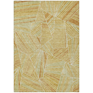 Homeroots 3' Stylish Geometric Beige Brown And Ivory Washable Area Rug For Indoor And Outdoor Spaces 10' X 14' Polyester 594790