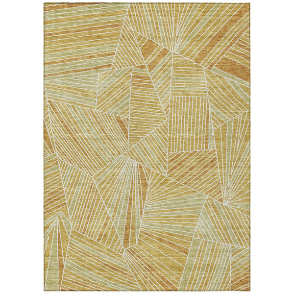 Homeroots 3' Stylish Geometric Beige Brown And Ivory Washable Area Rug For Indoor And Outdoor Spaces 10' X 14' Polyester 594790