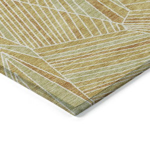 HomeRoots 5' Gold Copper Brown Geometric Area Rug - Washable, Durable, Stylish for Indoor & Outdoor Spaces 10' X 14' 594790