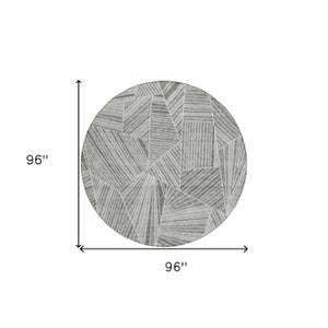 Homeroots 3' Stylish Geometric Beige Brown And Ivory Washable Area Rug For Indoor And Outdoor Spaces 8' Round Polyester 594793