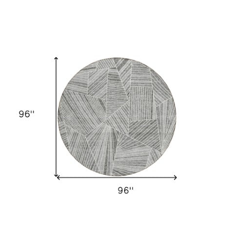 Homeroots 3' Stylish Geometric Beige Brown And Ivory Washable Area Rug For Indoor And Outdoor Spaces 8' Round Polyester 594793