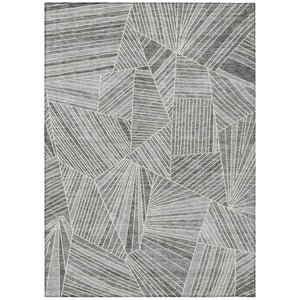 HomeRoots 5' Gray and Ivory Geometric Area Rug – Durable, Washable Design for Indoor and Outdoor Spaces 10' X 14' 594796