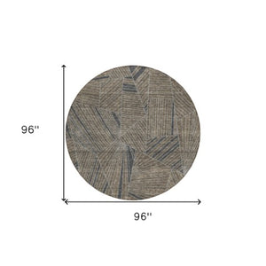 Homeroots 3' Stylish Geometric Beige Brown And Ivory Washable Area Rug For Indoor And Outdoor Spaces 8' Round Polyester 594799