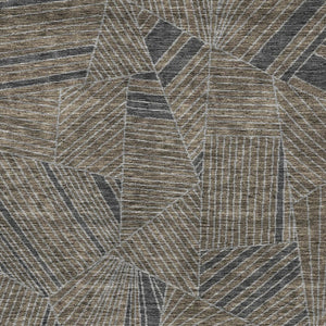 Homeroots 3' Stylish Geometric Beige Brown And Ivory Washable Area Rug For Indoor And Outdoor Spaces 8' X 10' Polyester 594800