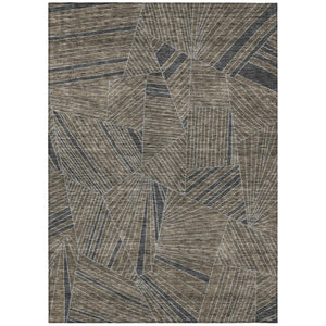 HomeRoots 9' X 12' Versatile Brown, Black & Gray Geometric Area Rug - Washable, Durable for Indoor/Outdoor Use 594801