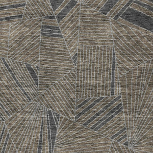 Homeroots 3' Stylish Geometric Beige Brown And Ivory Washable Area Rug For Indoor And Outdoor Spaces 9' X 12' Polyester 594801