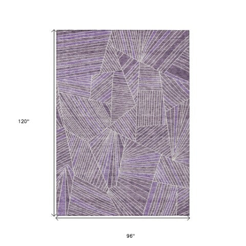 Homeroots 3' Stylish Geometric Beige Brown And Ivory Washable Area Rug For Indoor And Outdoor Spaces 8' X 10' Polyester 594806