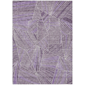 HomeRoots 5' Durable Purple and Ivory Geometric Area Rug for Indoor and Outdoor High-Traffic Spaces 10' X 14' 594808