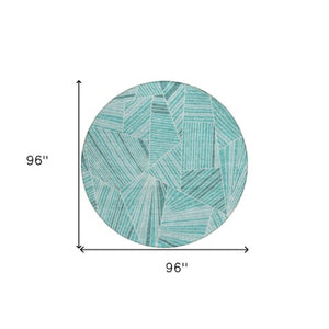 Homeroots 3' Stylish Geometric Beige Brown And Ivory Washable Area Rug For Indoor And Outdoor Spaces 8' Round Polyester 594811