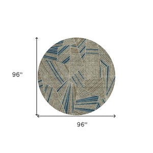 Homeroots 3' Stylish Geometric Beige Brown And Ivory Washable Area Rug For Indoor And Outdoor Spaces 8' Round Polyester 594817