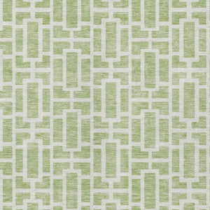Homeroots 3' Artichoke Green And Ivory Geometric Washable Area Rug For Indoor And Outdoor Spaces 3' X 5' Polyester 594821
