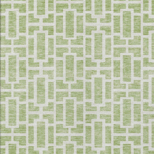 Homeroots 3' Artichoke Green And Ivory Geometric Washable Area Rug For Indoor And Outdoor Spaces 5' X 8' Polyester 594822