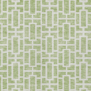 Homeroots 3' Artichoke Green And Ivory Geometric Washable Area Rug For Indoor And Outdoor Spaces 8' X 10' Polyester 594824