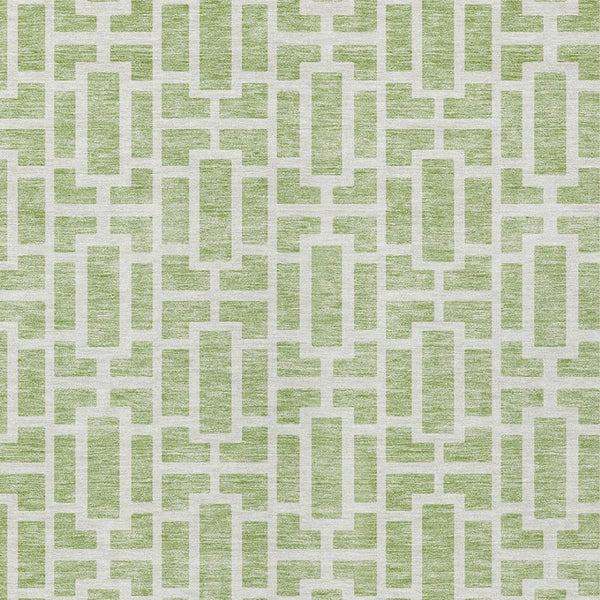 Homeroots 3' Artichoke Green And Ivory Geometric Washable Area Rug For Indoor And Outdoor Spaces 8' X 10' Polyester 594824