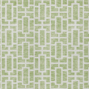 Homeroots 3' Artichoke Green And Ivory Geometric Washable Area Rug For Indoor And Outdoor Spaces 10' X 14' Polyester 594826