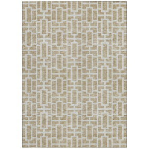 Homeroots 3' Artichoke Green And Ivory Geometric Washable Area Rug For Indoor And Outdoor Spaces 3' X 5' Polyester 594827